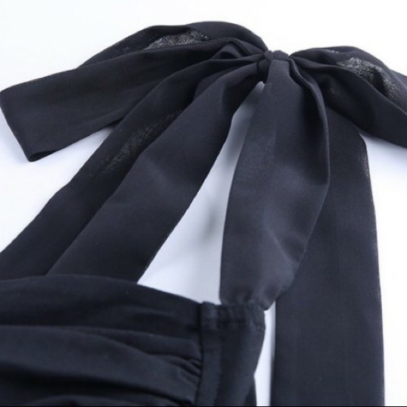 Sexy Knotted Shoulder Spaghetti Strap Party Dress (Black) - Picture 8 of 10